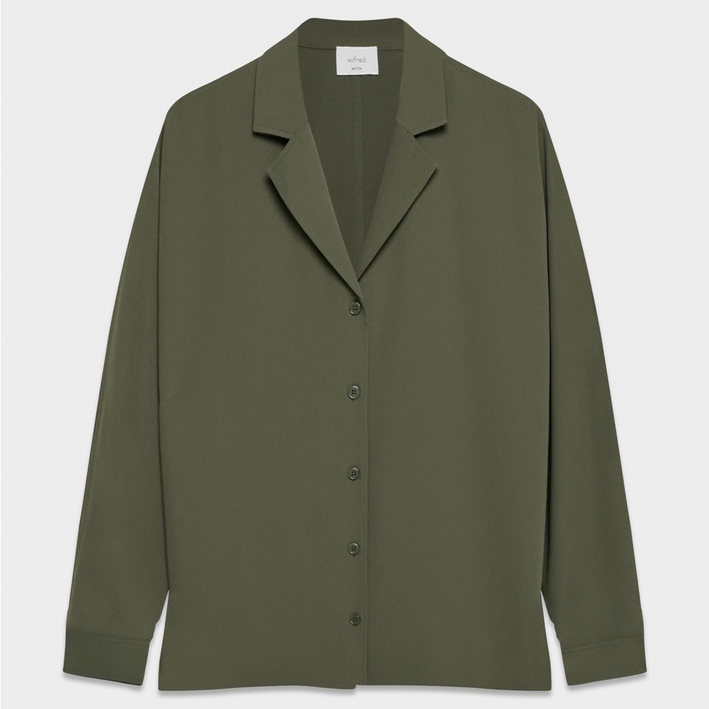 Aritzia Dark Olive Freeform Shirt sz S.